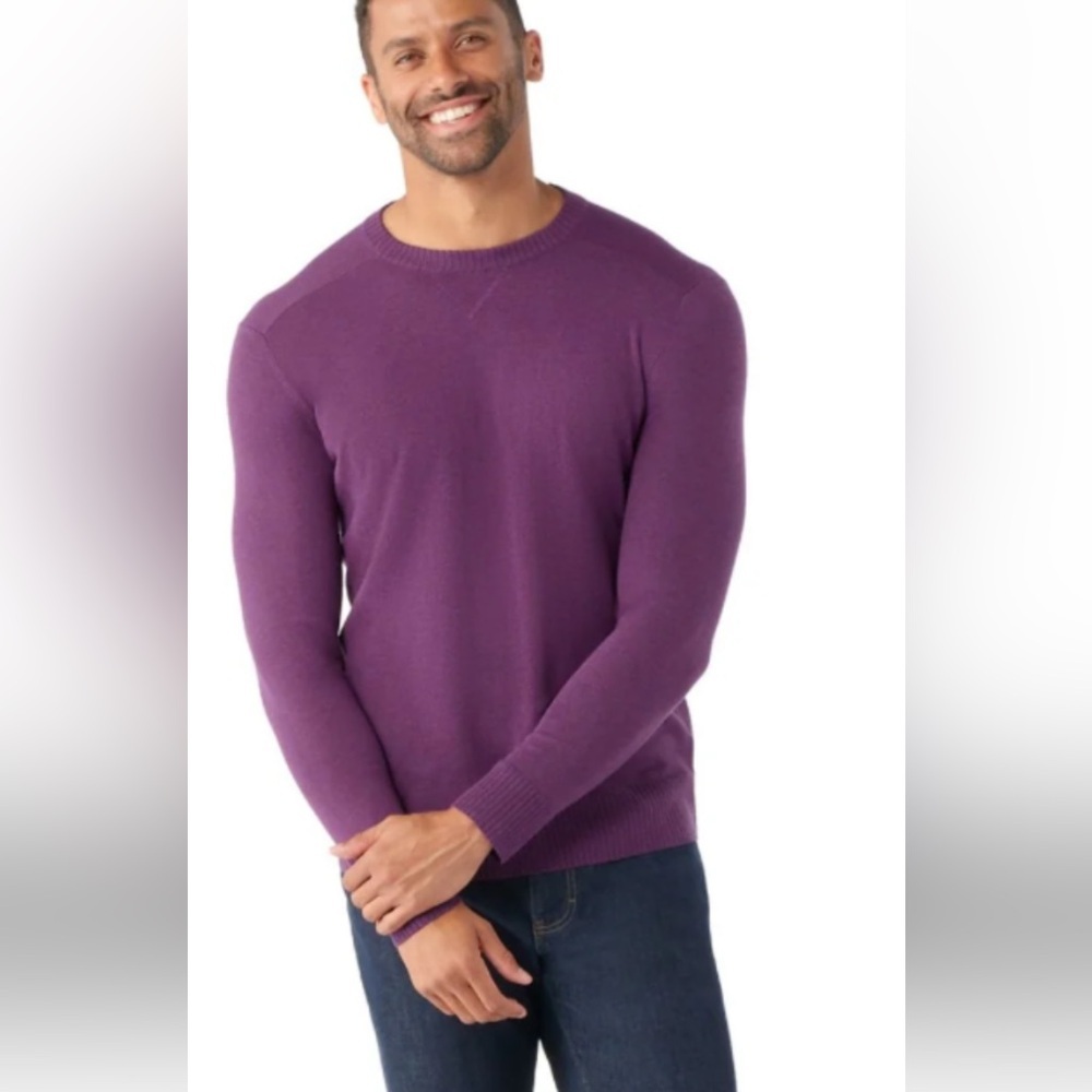 New! Smart wool Men's large  Purple iris heather crew Sweater.